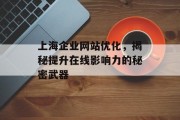 上海企业网站优化,揭秘提升在线影响力的秘密武器 上海企业网站优化,揭秘提升在线影响力的秘密武器