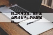阳江网站优化,提升企业网络影响力的关键策略 阳江网站优化,提升企业网络影响力的关键策略