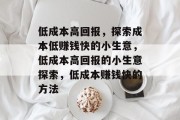 低成本高回报,探索成本低赚钱快的小生意,低成本高回报的小生意探索,低成本赚钱快的方法 低成本高回报,探索成本低赚钱快的小生意,低成本高回报的小生意探索,低成本赚钱快的方法