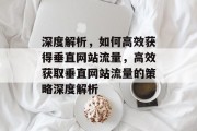 深度解析，如何高效获得垂直网站流量，高效获取垂直网站流量的策略深度解析