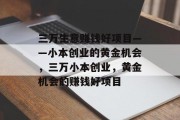 三万生意赚钱好项目——小本创业的黄金机会,三万小本创业,黄金机会的赚钱好项目 三万生意赚钱好项目——小本创业的黄金机会,三万小本创业,黄金机会的赚钱好项目