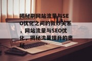 揭秘刷网站流量与SEO优化之间的微妙关系，网站流量与SEO优化，揭秘流量提升的奥秘