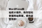WordPress网站统计插件,助你轻松掌握网站数据,提升运营效率! WordPress网站统计插件,助你轻松掌握网站数据,提升运营效率!