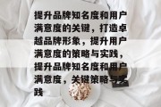 提升品牌知名度和用户满意度的关键，打造卓越品牌形象，提升用户满意度的策略与实践，提升品牌知名度和用户满意度，关键策略与实践