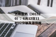 万邦医药(301520):6月12日11时02分触及涨停板 万邦医药(301520):6月12日11时02分触及涨停板