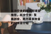 长沙宁乡的赚钱好项目推荐,长沙宁乡: 发展创业、助力家乡致富的好项目介绍 长沙宁乡的赚钱好项目推荐,长沙宁乡: 发展创业、助力家乡致富的好项目介绍