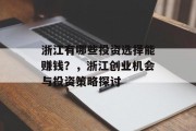 浙江有哪些投资选择能赚钱?,浙江创业机会与投资策略探讨 浙江有哪些投资选择能赚钱?,浙江创业机会与投资策略探讨
