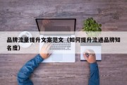 品牌流量提升文案范文（如何提升流通品牌知名度）