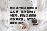 如何通过刷流量提升网站权重，揭秘高效SEO策略，网站流量提升与权重优化，高效SEO策略揭秘