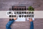 公司的主要盈利方式分析,公司盈利模式的主要剖析,基于提供的信息的 公司的主要盈利方式分析,公司盈利模式的主要剖析,基于提供的信息的