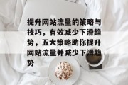 提升网站流量的策略与技巧,有效减少下滑趋势,五大策略助你提升网站流量并减少下滑趋势 提升网站流量的策略与技巧,有效减少下滑趋势,五大策略助你提升网站流量并减少下滑趋势