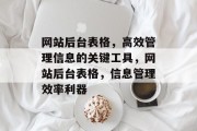 网站后台表格，高效管理信息的关键工具，网站后台表格，信息管理效率利器