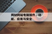 揭秘网站电脑插件,功能、应用与安全 揭秘网站电脑插件,功能、应用与安全
