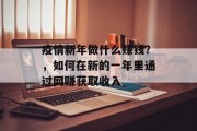 疫情新年做什么赚钱?,如何在新的一年里通过网赚获取收入 疫情新年做什么赚钱?,如何在新的一年里通过网赚获取收入
