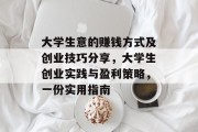 大学生意的赚钱方式及创业技巧分享,大学生创业实践与盈利策略,一份实用指南