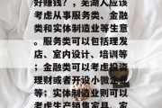 芜湖人做什么样的生意好赚钱?,芜湖人应该考虑从事服务类、金融类和实体制造业等生意。服务类可以包括理发店、室内设计、培训等;金融类可以考虑投资理财或者开设小微企业等;实体制造业则可以考虑生产销售家具、家电等产品。 芜湖人做什么样的生意好赚钱?,芜湖人应该考虑从事服务类、金融类和实体制造业等生意。服务类可以包括理发店、室内设计、培训等;金融类可以考虑投资理财或者开设小微企业等;实体制造业则可以考虑生产销售家具、家电等产品。