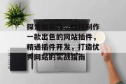 探索和实践,如何制作一款出色的网站插件,精通插件开发,打造优秀网站的实战指南 探索和实践,如何制作一款出色的网站插件,精通插件开发,打造优秀网站的实战指南