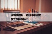 深度解析,哪家网站优化效果最佳? 深度解析,哪家网站优化效果最佳?