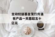 主动权益基金发行升温 有产品一天募超五十亿元