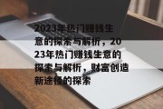 2023年热门赚钱生意的探索与解析，2023年热门赚钱生意的探索与解析，财富创造新途径的探索