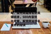 SEO网站内容优化策略，提升网站排名的关键因素，SEO内容优化攻略，解锁网站排名提升的秘诀