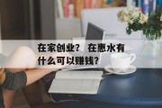 在家创业? 在惠水有什么可以赚钱? 在家创业? 在惠水有什么可以赚钱?