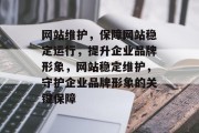 网站维护，保障网站稳定运行，提升企业品牌形象，网站稳定维护，守护企业品牌形象的关键保障