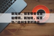 新加坡,探索哪些生意能赚钱,新加坡,探索热门盈利生意的途径 新加坡,探索哪些生意能赚钱,新加坡,探索热门盈利生意的途径