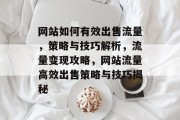 网站如何有效出售流量，策略与技巧解析，流量变现攻略，网站流量高效出售策略与技巧揭秘