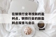 在钢铁行业寻找新的盈利点,钢铁行业的新盈利点探索与启示 在钢铁行业寻找新的盈利点,钢铁行业的新盈利点探索与启示