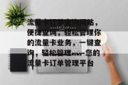 流量卡订单查询网站，便捷查询，轻松管理你的流量卡业务，一键查询，轻松管理——您的流量卡订单管理平台