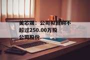 美芯晟:公司拟回购不超过250.00万股公司股份 美芯晟:公司拟回购不超过250.00万股公司股份