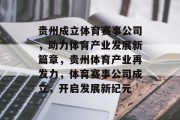 贵州成立体育赛事公司，助力体育产业发展新篇章，贵州体育产业再发力，体育赛事公司成立，开启发展新纪元