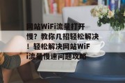 网站WiFi流量打开慢？教你几招轻松解决！轻松解决网站WiFi流量慢速问题攻略