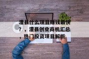 澧县什么项目赚钱最快?,澧县创业商机汇总,热门投资项目解析 澧县什么项目赚钱最快?,澧县创业商机汇总,热门投资项目解析