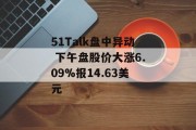 51Talk盘中异动 下午盘股价大涨6.09%报14.63美元 51Talk盘中异动 下午盘股价大涨6.09%报14.63美元