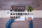 WTI原油期货:净多头头寸增至200,740手合约 WTI原油期货:净多头头寸增至200,740手合约