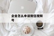 企业怎么申请微信视频号