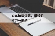 山东油田生意,赚钱的潜力与挑战 山东油田生意,赚钱的潜力与挑战