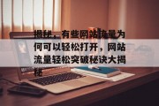 揭秘，有些网站流量为何可以轻松打开，网站流量轻松突破秘诀大揭秘