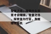 智者之选,探索什么生意才会赚钱,智者之选,探索潜力行业,发掘赚钱商机 智者之选,探索什么生意才会赚钱,智者之选,探索潜力行业,发掘赚钱商机