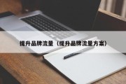 提升品牌流量（提升品牌流量方案）
