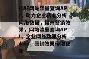 揭秘网站流量查询API，助力企业精准分析网络数据，提升营销效果，网站流量查询API，企业网络数据分析利器，营销效果倍增秘籍