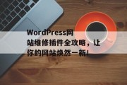 WordPress网站维修插件全攻略,让你的网站焕然一新! WordPress网站维修插件全攻略,让你的网站焕然一新!