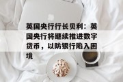 英国央行行长贝利:英国央行将继续推进数字货币,以防银行陷入困境 英国央行行长贝利:英国央行将继续推进数字货币,以防银行陷入困境