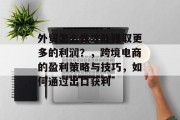 外贸怎么做才能赚取更多的利润?,跨境电商的盈利策略与技巧,如何通过出口获利 外贸怎么做才能赚取更多的利润?,跨境电商的盈利策略与技巧,如何通过出口获利