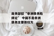 商务部驳“非洲债务陷阱论” 中国不是非洲债务主要债权方 商务部驳“非洲债务陷阱论” 中国不是非洲债务主要债权方