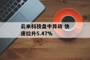 云米科技盘中异动 快速拉升5.47% 云米科技盘中异动 快速拉升5.47%