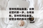 营利性网站备案，合规经营的第一步，合规启航，营利性网站备案，经营合规的基石之路