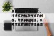 单页网站网址的魅力，打造高效信息传递的利器，单页网站网址，高效信息传递的快捷通道